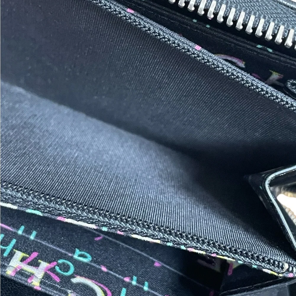 CHANEL Black Quilted Zip Wallet with CC Logo